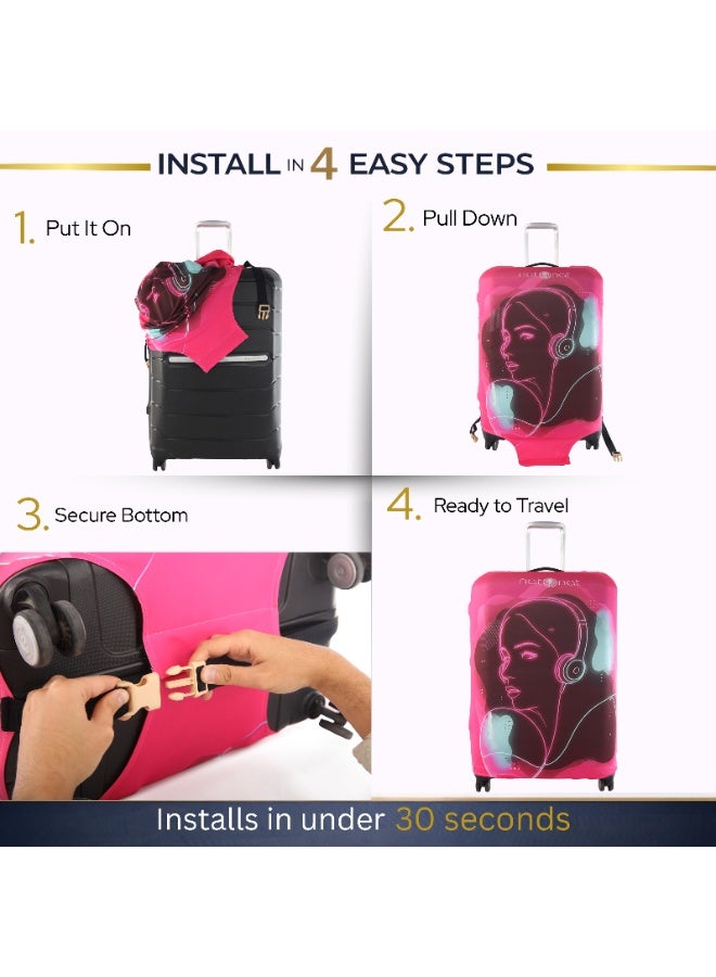 natOnat Travel Luggage Cover Protector - Suitcase Cover - Stretchy, Washable Spandex & Polyester - Protects Against Dirt & Scratches - Vibra Design - Fits 58-63 CM Height ( Medium ) - Image 5